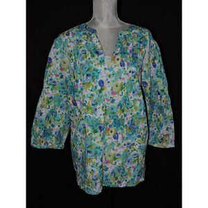 Soft By Avenue Peasant Blouse Shirt Spring Boho Floral Top Spring size 2X 22 24